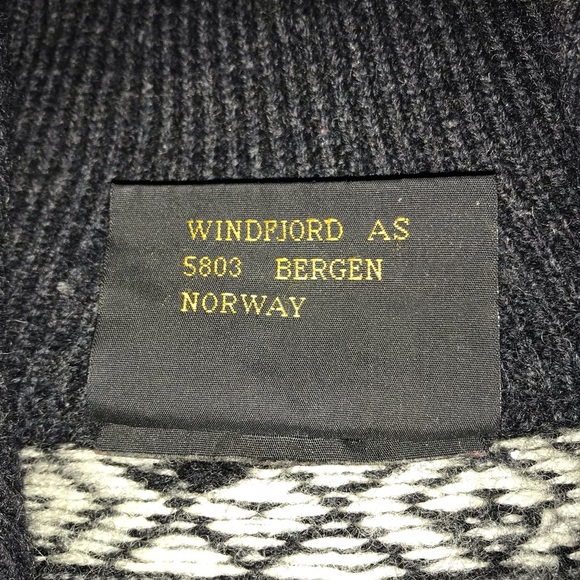 WINDFJORD SWEATER Black White 3/4 Zip 100% Pure New Wool size Large - Picture 12 of 16